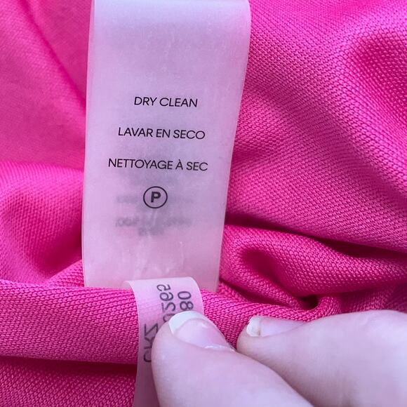 Calvin Klein Pink Pleated Chiffon 3/4 Sleeves V-Neck Short Dress Size 4 - Picture 9 of 9